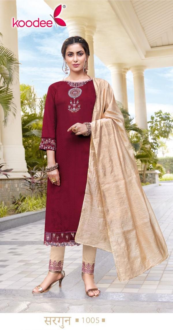 Koodee Sargun 1 Fancy Wear Viscose Kurti Pant With Dupatta Collection